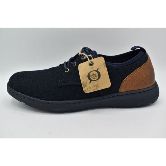 Born Mens Size 12 Marcus Navy Brown Wool Fabric Lace Up Casual Shoes Sneakers - Picture 5 of 11